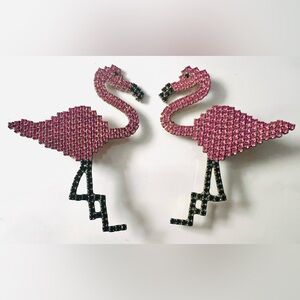Dorothy Bauer HUGE rare vintage pink flamingo 🦩 clip on earrings, signed